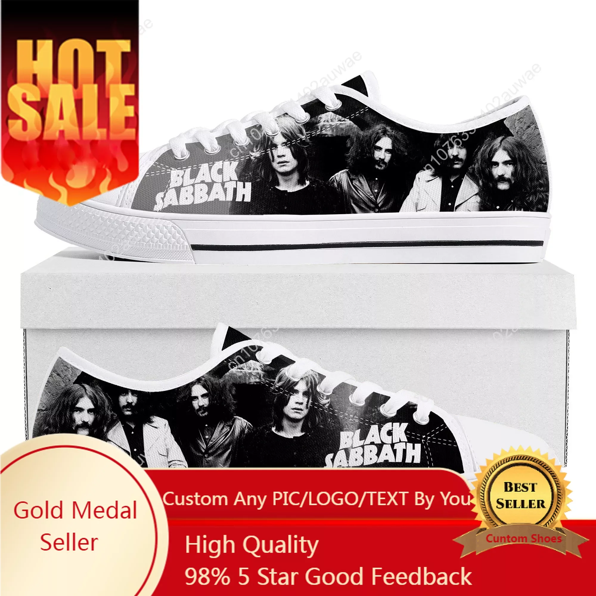 

Black Heavy Metal Band Sabbath Low Top High Quality Sneakers Mens Women Teenager Canvas Sneaker Casual Couple Shoes Custom Shoes