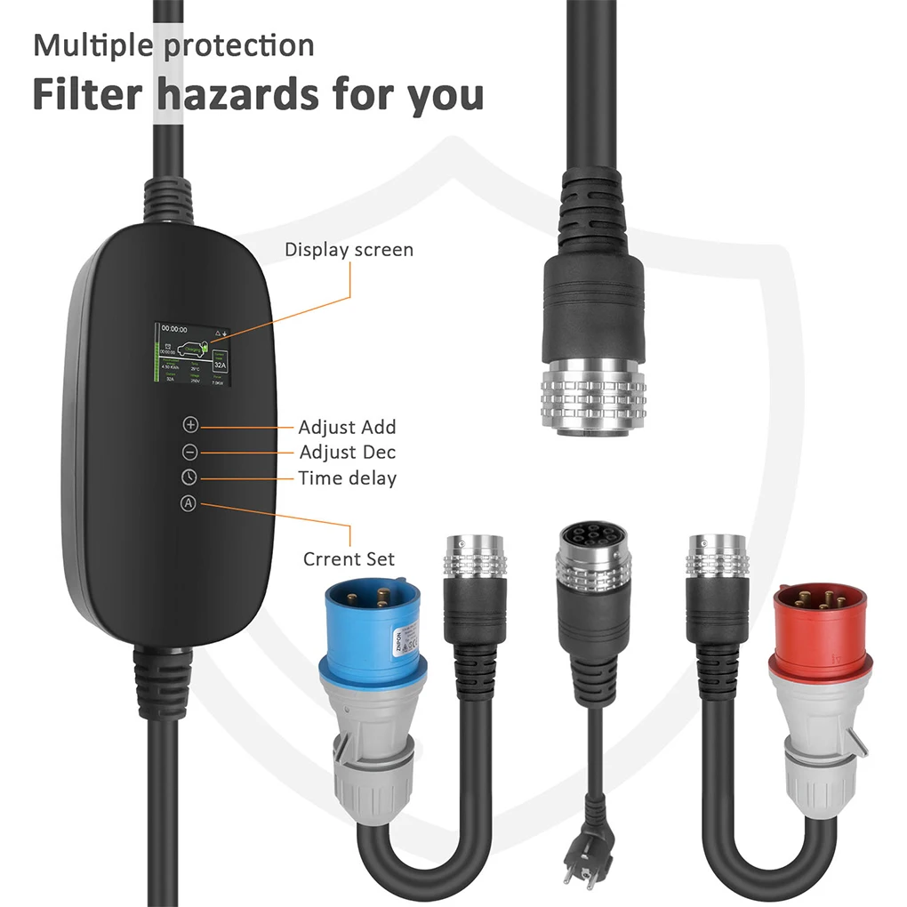 

Protable 22KW 5M 32A EV Charger Protable EV Charger EV Charger Automatic Current Identification EU plug 3PIN&5PIN plug