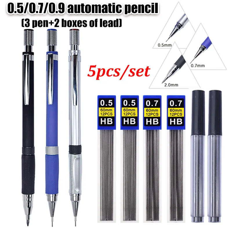 Mechanical Pencil Set With 2boxes Leads, Automatic Pencil for Sketch Painting Office Writing Back To School Stationery Supplies
