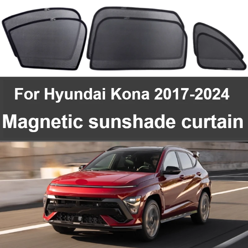 

for Hyundai Kona 2017-2022 Car Sunshade Anti-mosquito Netting Front Rear Side Window Sunscreen Decoration 2023-2024