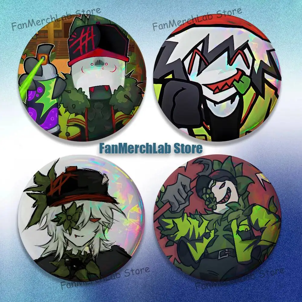 

B-Brad G-GrieferS Thaniyel Reflective Pin Tinplate Round Brooch Cartoon Cosplay Badges for Bag Hat Toys Gifts