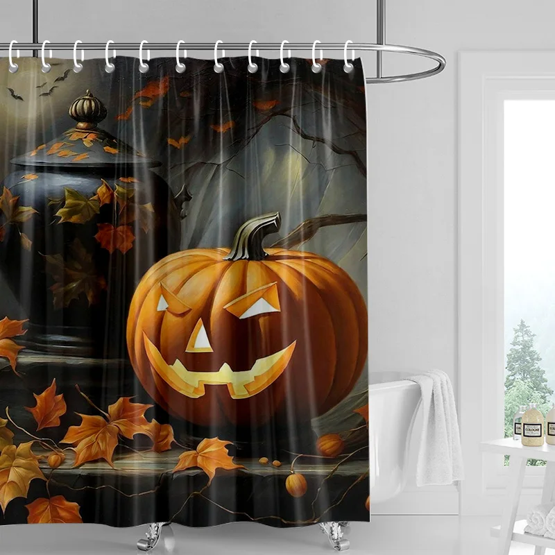 Home decoration shower curtains for bathroom waterproof curtain fabric Modern Nordic style Living Room Halloween Autumn Pumpkin