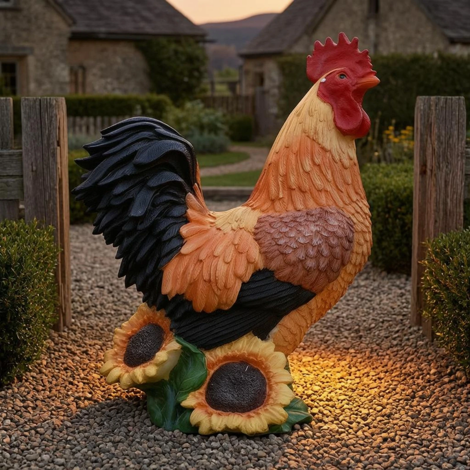 Solar Chicken Garden Sculpture - Outdoor Lighting Decor Ideas 评论和价格