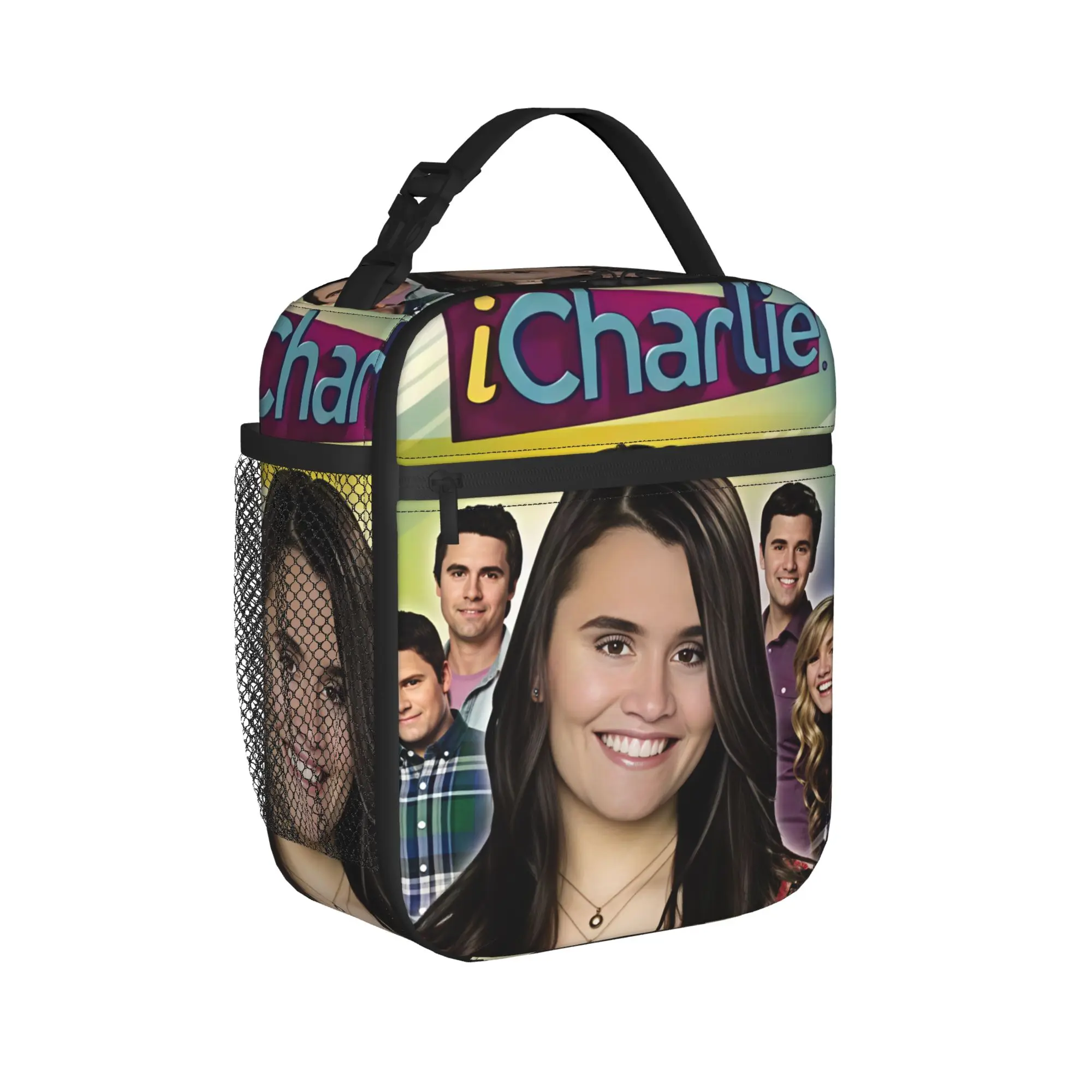 Charlie Kirk iCharlie Parody Sitcom Poster Lunch Bag Portable Lunch Box Unisex Picnic Cooler Bag Thermal Tote Handbags