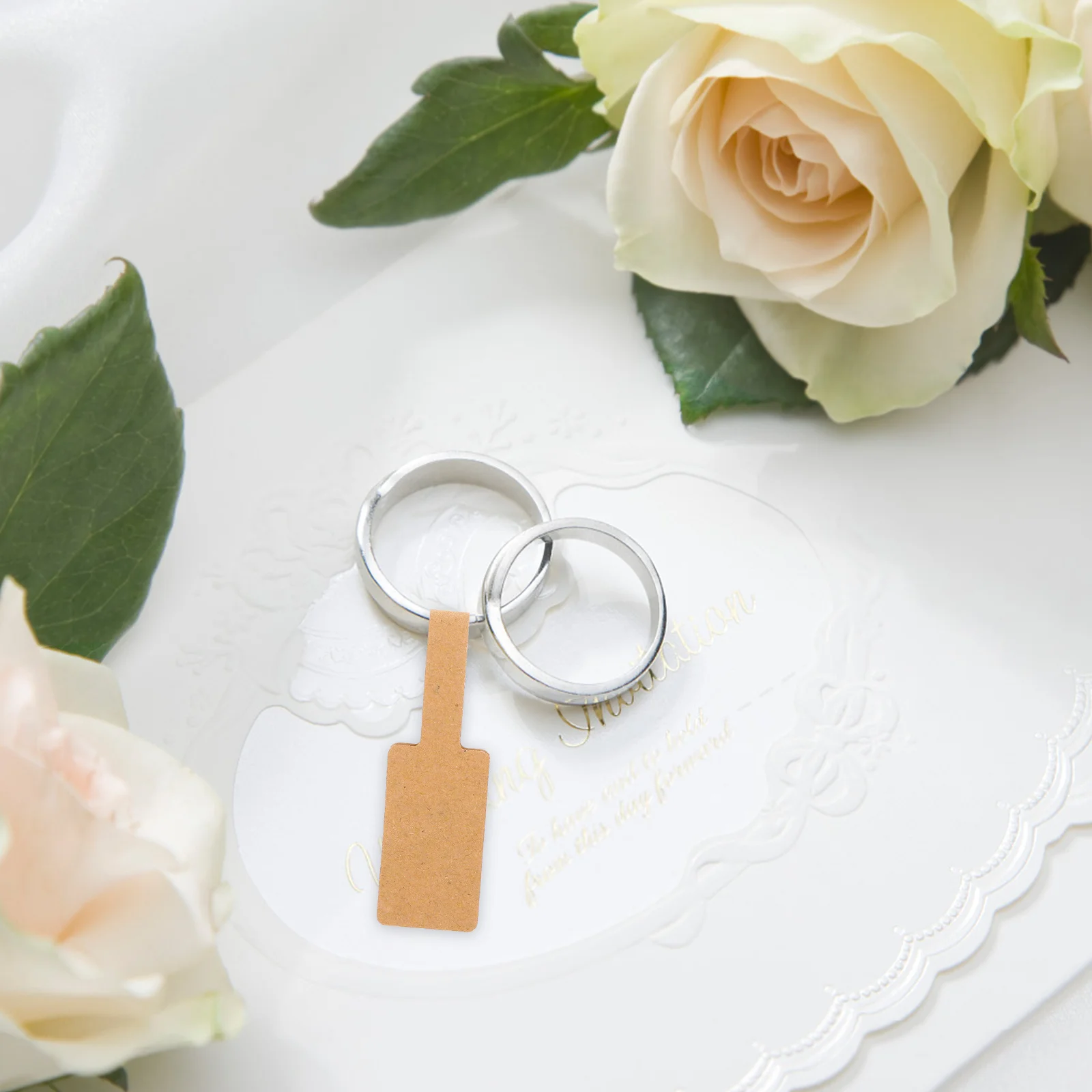 1Pack Adhesive Blank Kraft Paper Price Tags 10cm Square Jewelry Marking Labels Display Tags for Rings Clothes Crafts