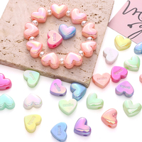 5pcs 17x14mm Colorful Acrylic Loose Beads Heart Beads for Necklace Bracelet Keychain DIY Jewelry Making Handmade Accessories