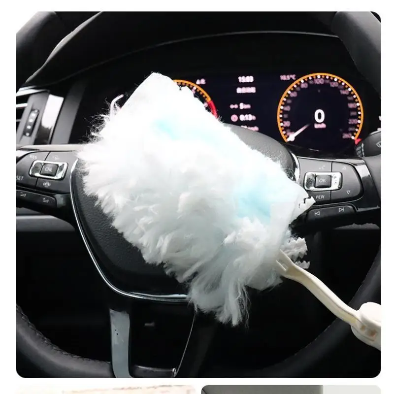 Double Sided Electrostatic Dust Duster Disposable 360° Rotatable 1 Handle 10 Pcs for Car Interior Home Cleaning