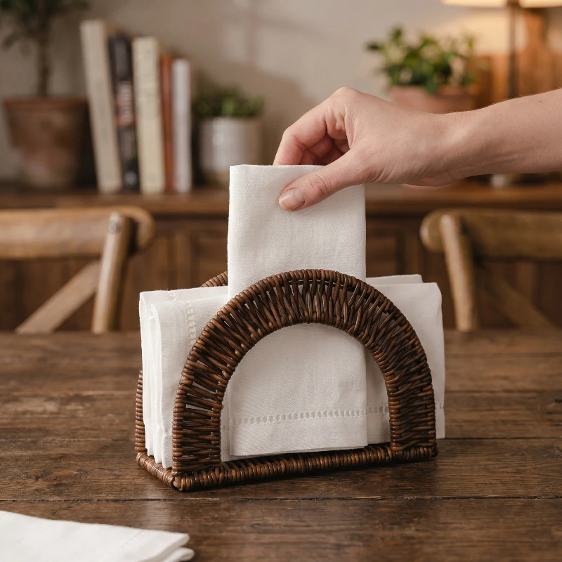 Woven Vertical Napkin Holder Arch Table Tissue Storage Rack Washable Design for Dining Table Kitchen Counter Outdoor Picnic