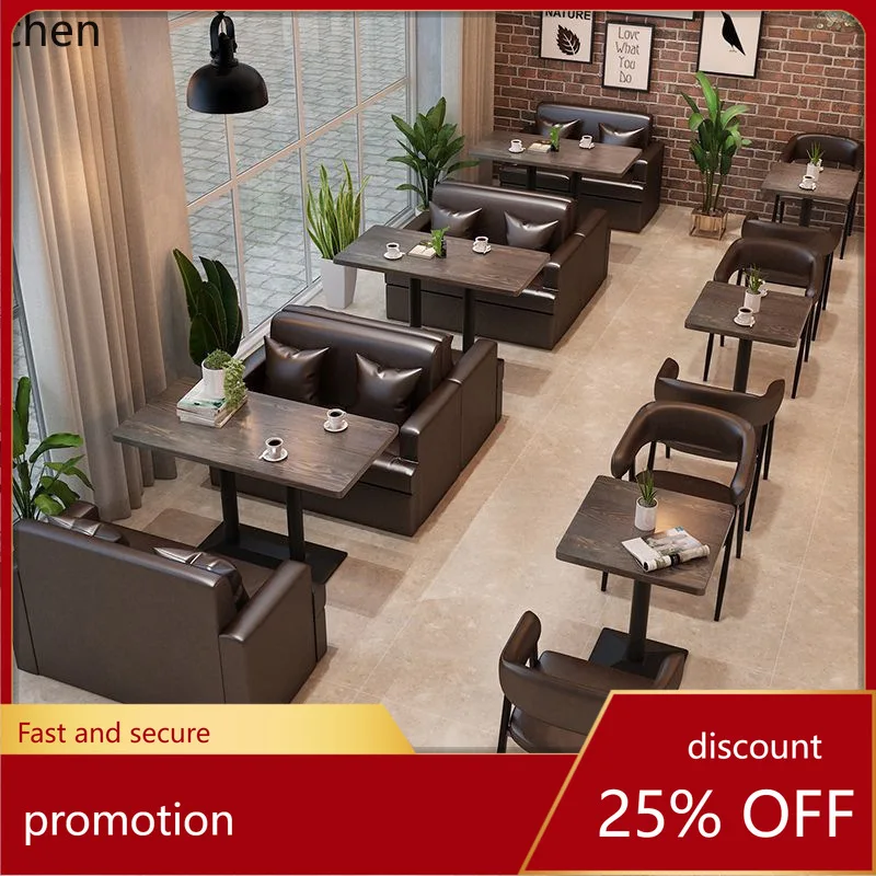 

LXC Cafe Table and Chair Set Bar Clear Bar Table and Chair Dessert Snack Milk Tea Shop Booth Sofa