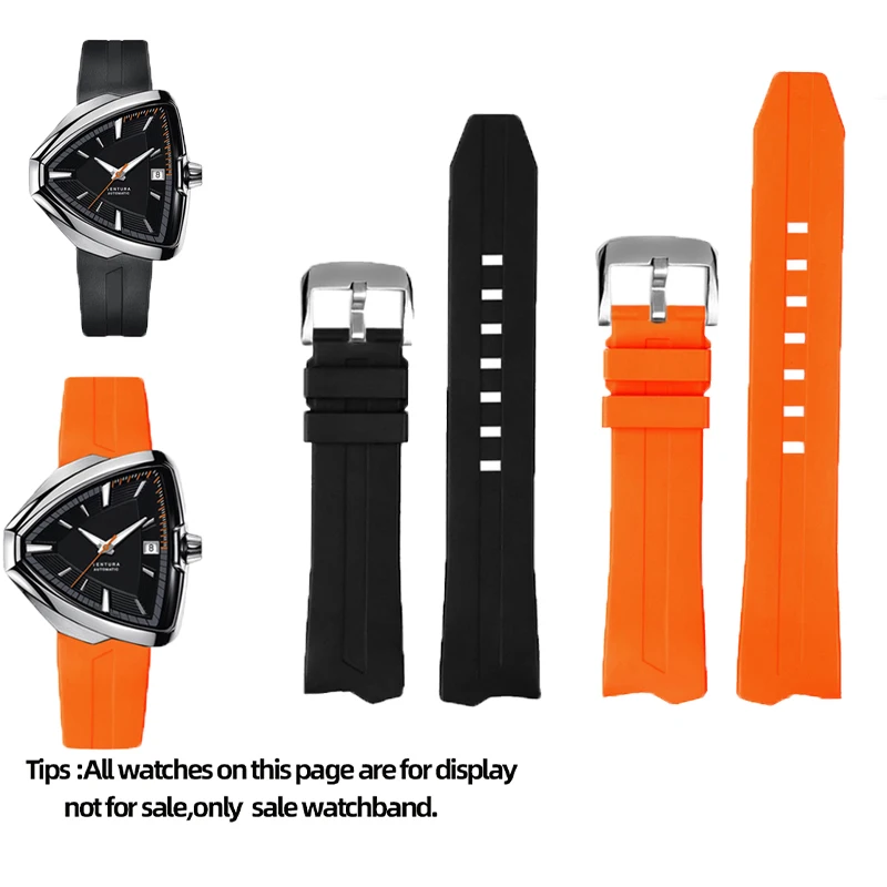 WaterproofFluororubber Watch Strap For Hamilton VENTURA  H24525331 H24585331 24551331 H24595331 Soft Sport 20mm Rubber Watchband