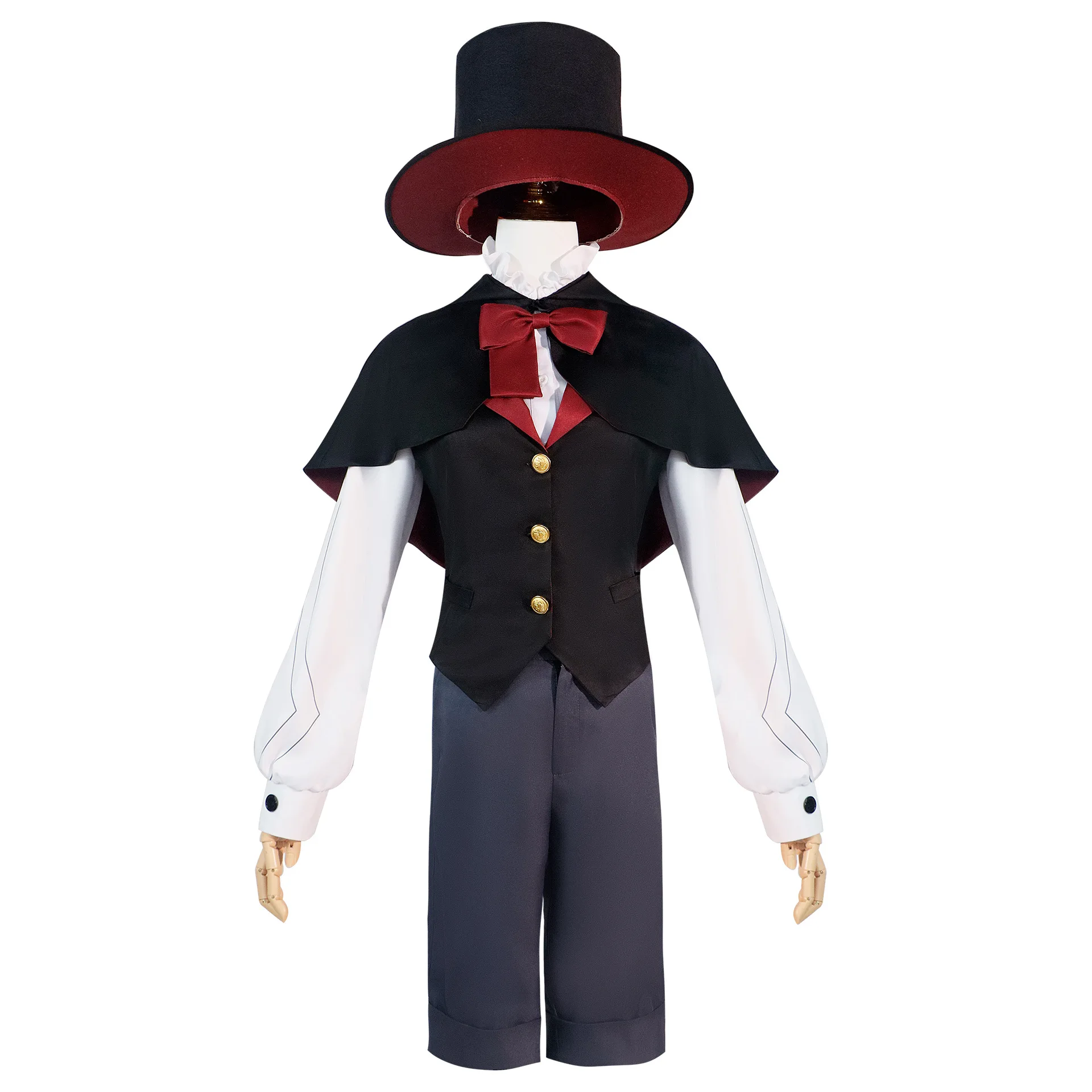 Disfraz de Cosplay de Impact Lyney para hombre, uniforme de Anime, chaleco pequeño, sombrero, peluca, conjunto de traje de fiesta de Halloween