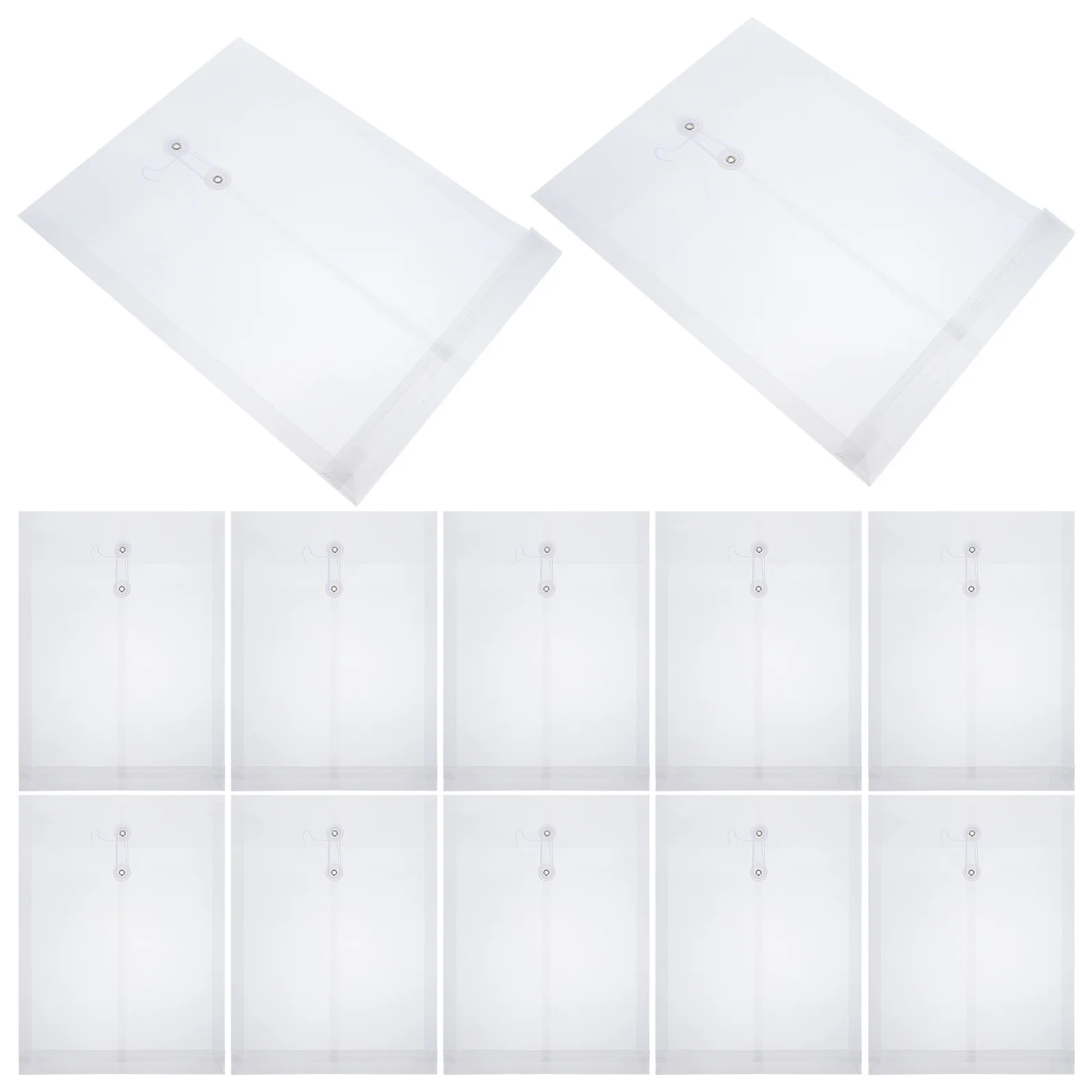 

12Pcs Document Bags Clear File Folders Plastic Organizer Folder with Rope Button Closure for Office School Supplies