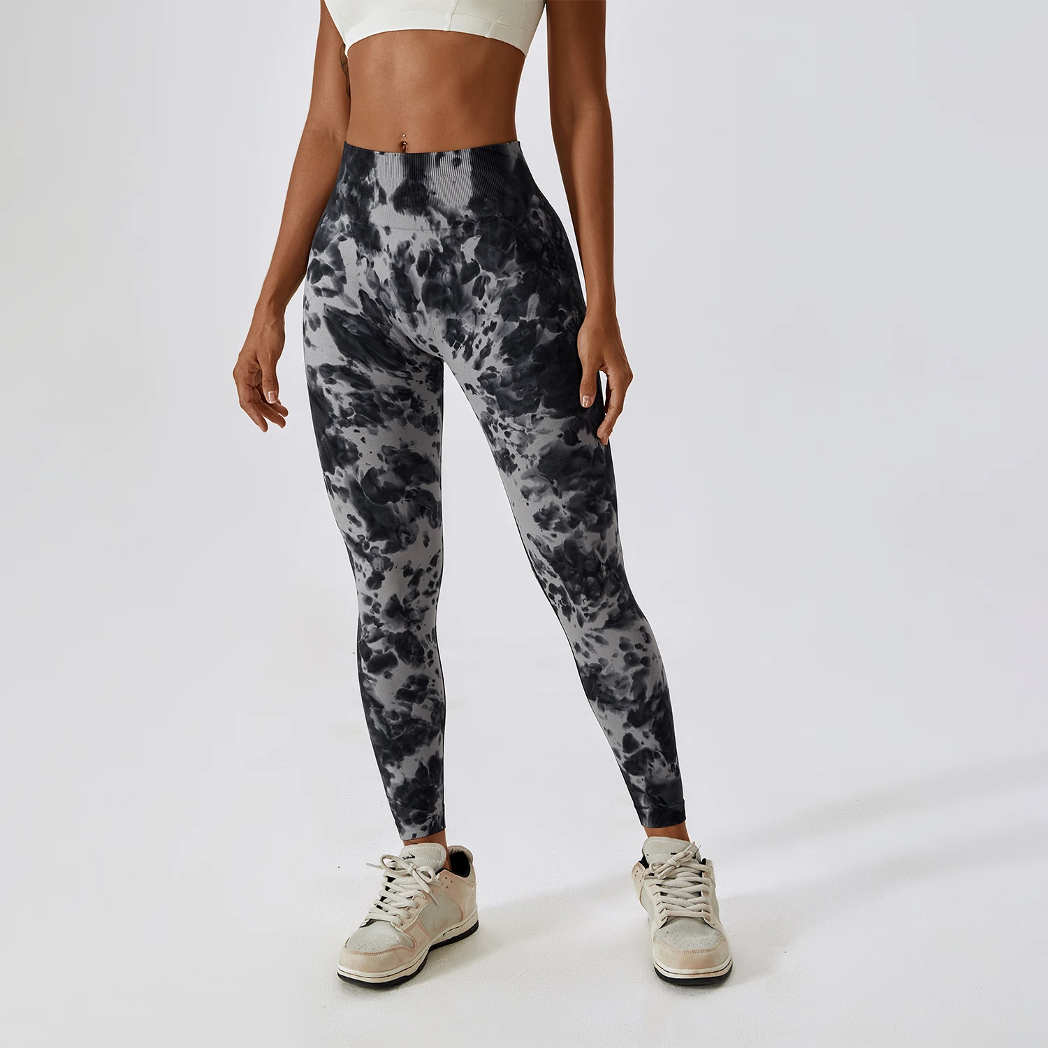 Legginsy Fitness Tie Dye, legginsy Scrunch, legginsy sportowe Push Up, strój ubrania do ćwiczeń, spodnie dresowe na siłownie kobiety, spodnie do jogi