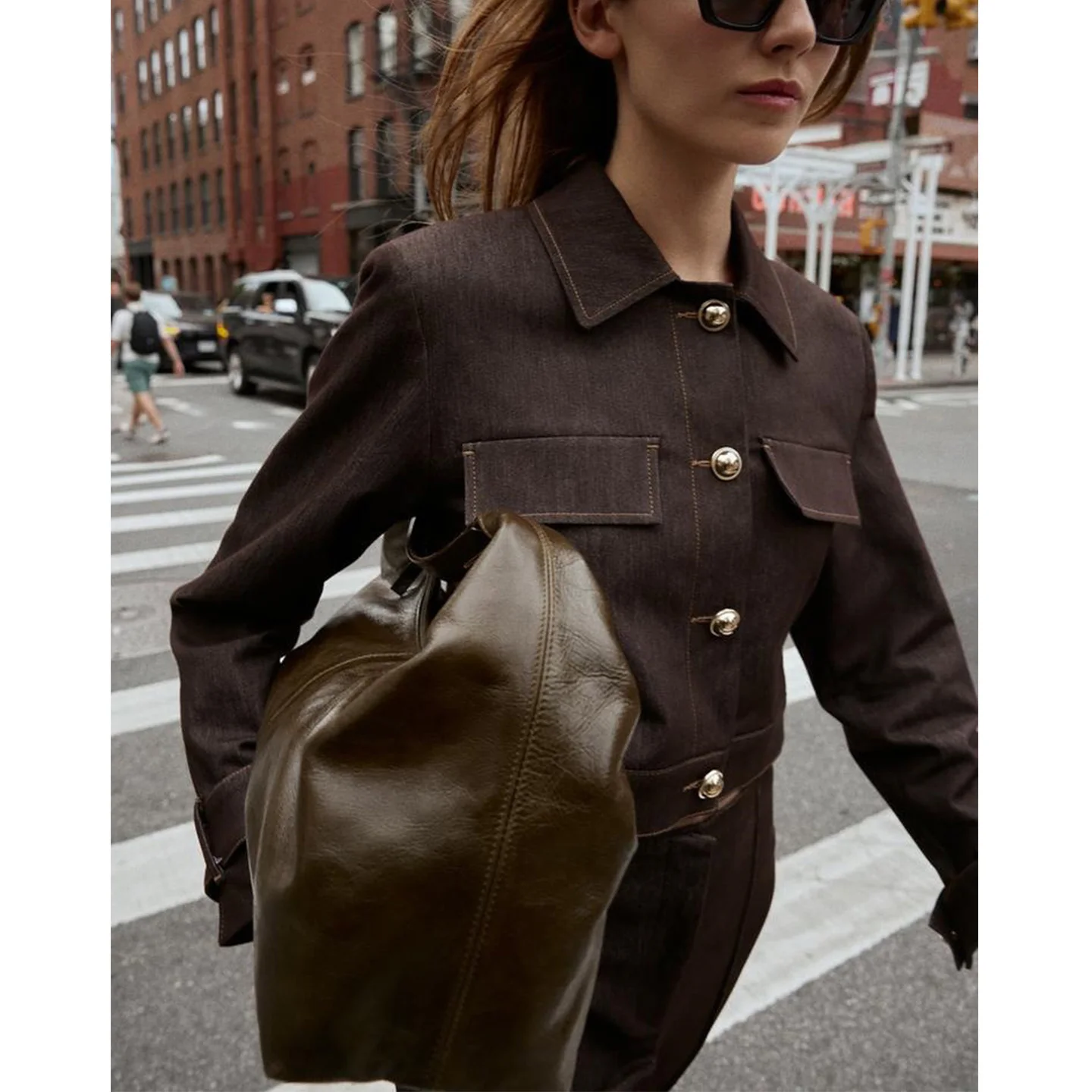 A-lijn uitlopende broek met hoge taille en contrasterende kleur gestikt ort Jaet Faion-set voor dames Casual Sle Long Sve-jas