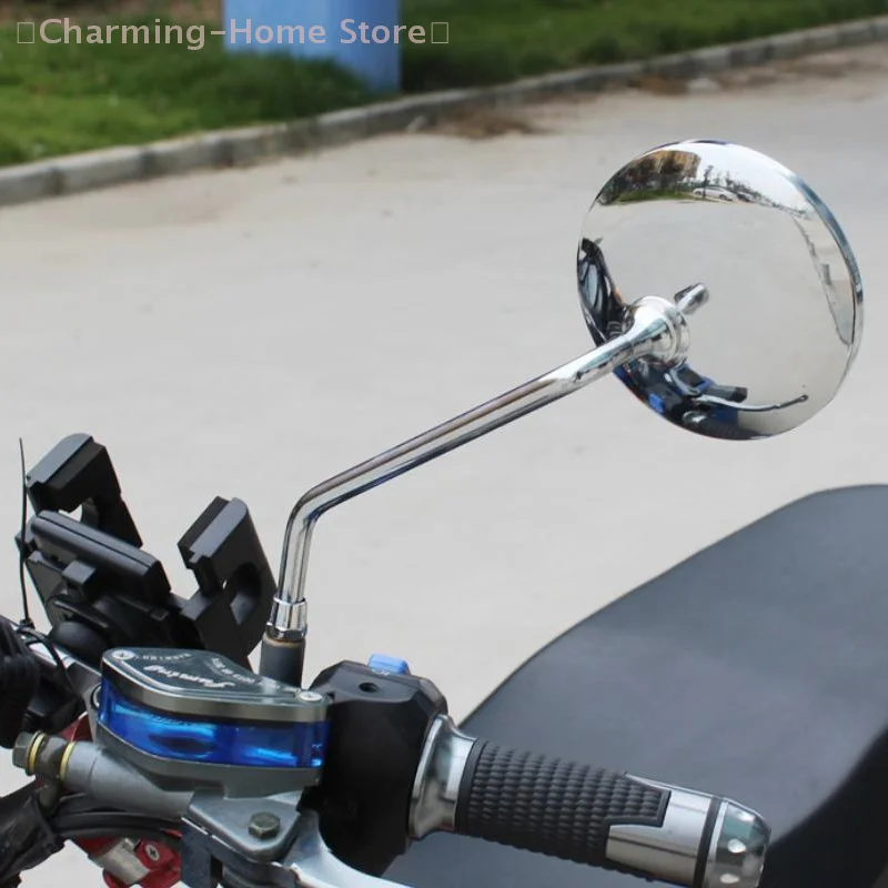 【M】1 Pair 8mm Motorcycle Side Mirrors, Chrome Universal Rearview Mirrors, Convex Bike Mirror for Most Motorcycles & Scooters