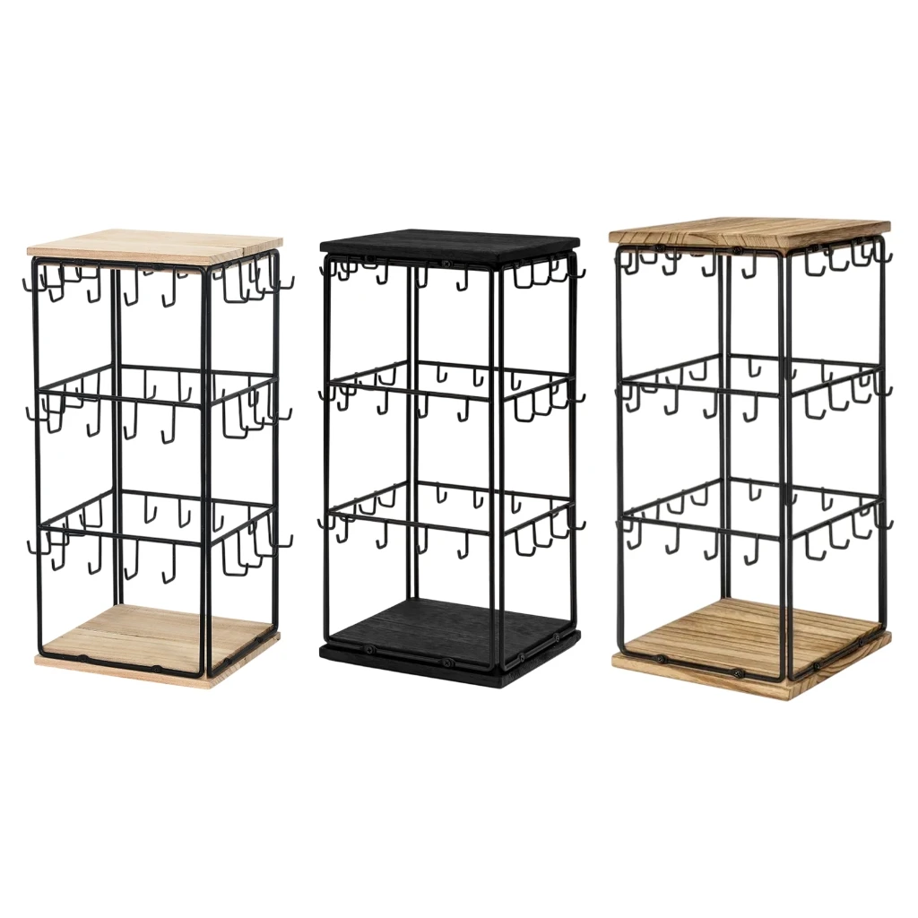 

1pc Sturdy Wood Base Earring Display Stand Sturdy Earring Display Stand 48 Hooks Holder Rack for Ear Adornment Organization