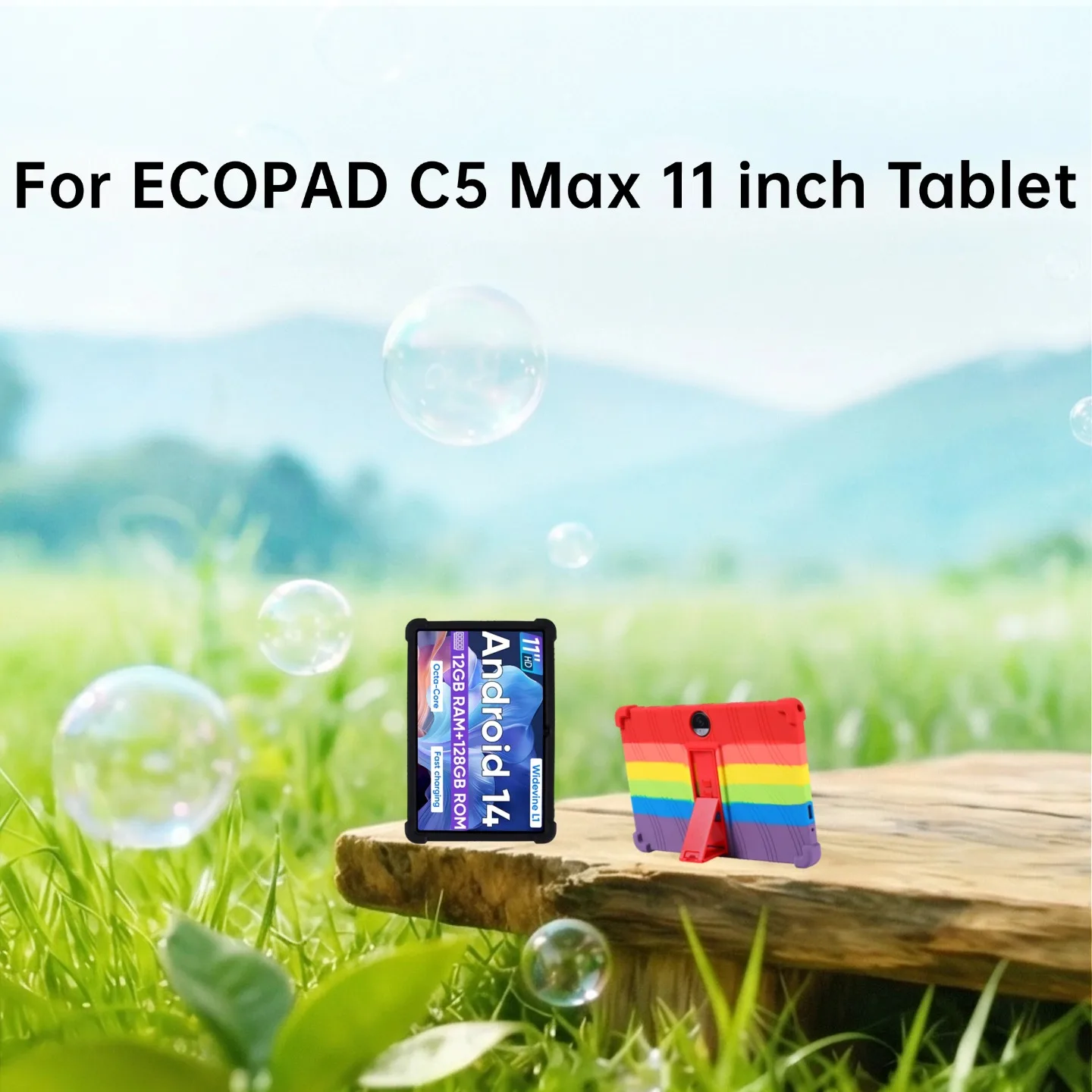 Capa Protetora Antichoque de Silicone Macio com Suporte para Tablet Android 14 ECOPAD C5 Max