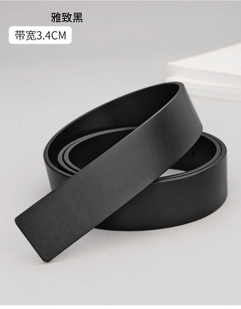 Pure Cowhide Belt Strap 3.4CM Round Hole Belt No Buckle Genuine Leather Belts High Quality Without Buckle Belt Men Women