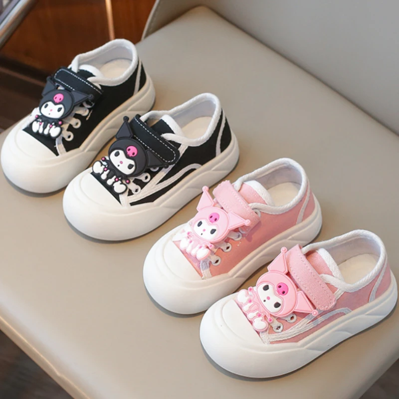 Girls Canvas Cute Cartoon Kuromi Casual Shoes for Kids 2-12Y Child Anti-slip Breathable Outdoor Shoes Student Shoes Sport Shoes