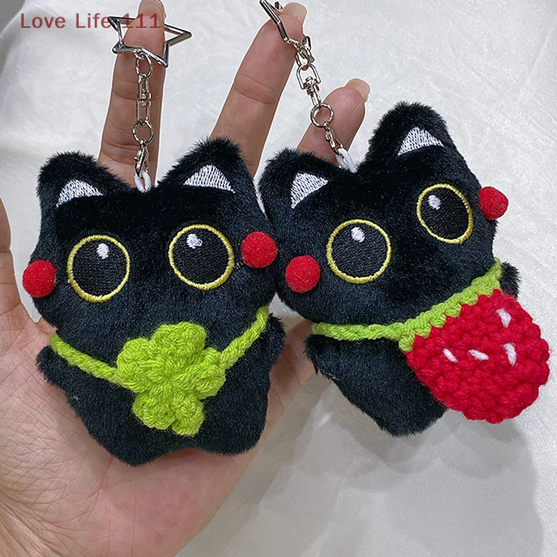 

New Cute Cartoon Black Cat Doll Keychain Pendant Backpack Hanging Ornaments Car Keyring Kids Gift