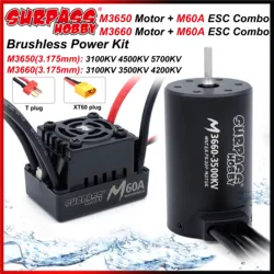 SURPASS HOBBY Combo M3650 M3660 Waterproof Brushless Motor 3.175mm Shaft with M60A ESC for 1/10 RC Car Traxxas Truck Off-Road