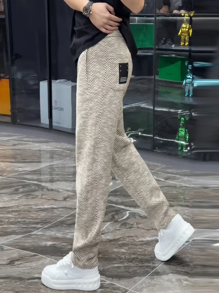 

Men's Casual Straight Leg Pants Autumn Winter Loose Fit Elastic Comfortable Faionable Trousers for Youth All Seasons