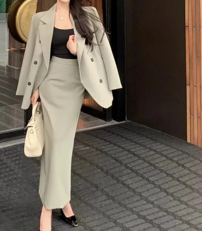 

New suit jacket and high waisted skirt two-piece set
