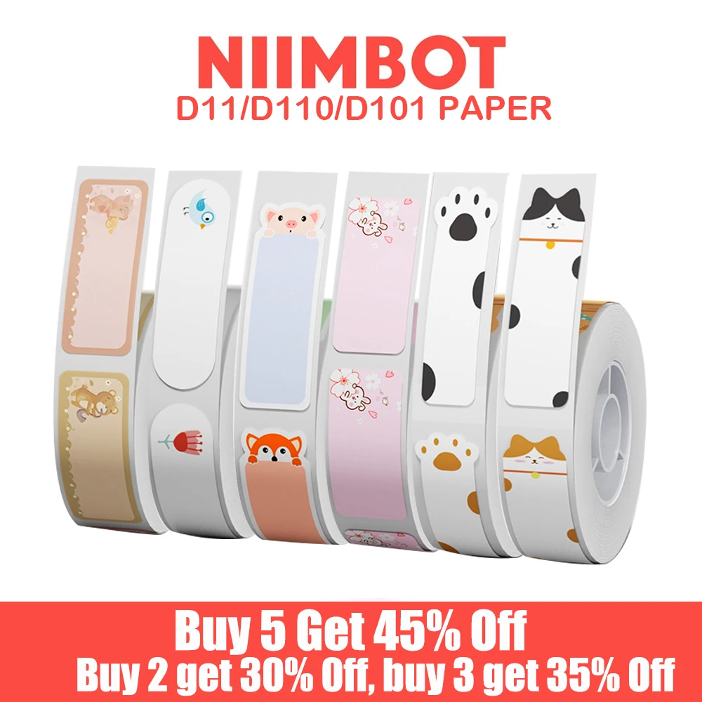 NIIMBOT D11/D101/D110  Label Paper Name Sticker Waterproof Classified Storage Color Sticker for Niimbot D110 D11 D101 Printer