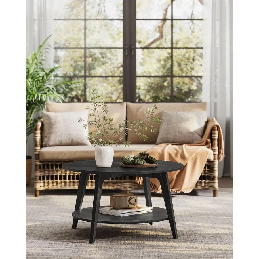 

MAEZO Collection Round Coffee Table, 2Tier Center Table with Storage, Tapered Legs, Curved Transitions, 31.5 Dia. x 17.7 H Inche