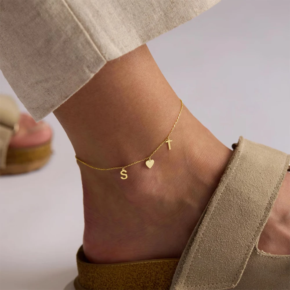 

Personalized Customized Letter Ankle Chain, Stainless Steel Waterproof Couple Ankle Chain, Women's Jewelry Valentine's Day Gift