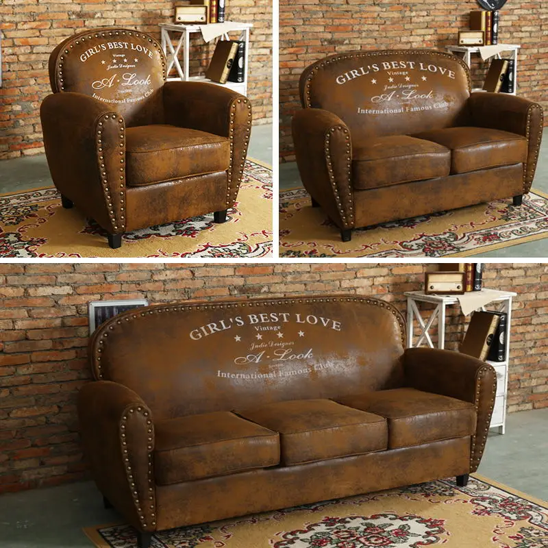 Retro small apartment sofa single double triple shop clothing shop cafe bar industrial style American Household furniture
