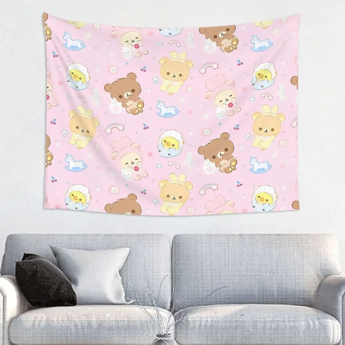 Baby Rilakkuma And Friends Cute Baer Tapestry Bohemian Fabric Wall Hanging Room Decoration Curtain Psychedelic Tapestries