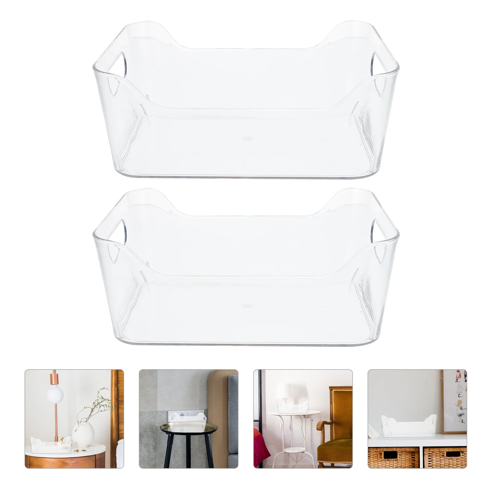 

2Pcs Transparent Small Storage Bin Fridge Organizer Multi-Use Plastic Box Clear Refrigerator Storage Container for Food