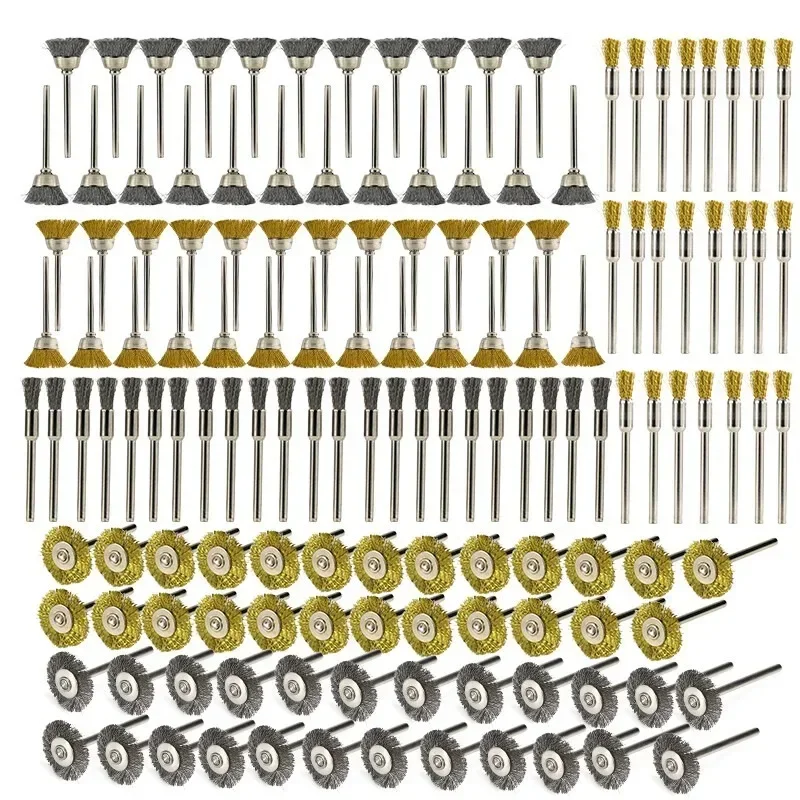 

138 шт., набор латунных щеток, проволочная щетка, щетка для полировки, гравер, стальная полировка, шлифовка для вращающихся абразивных инструментов Dremel, аксессуары