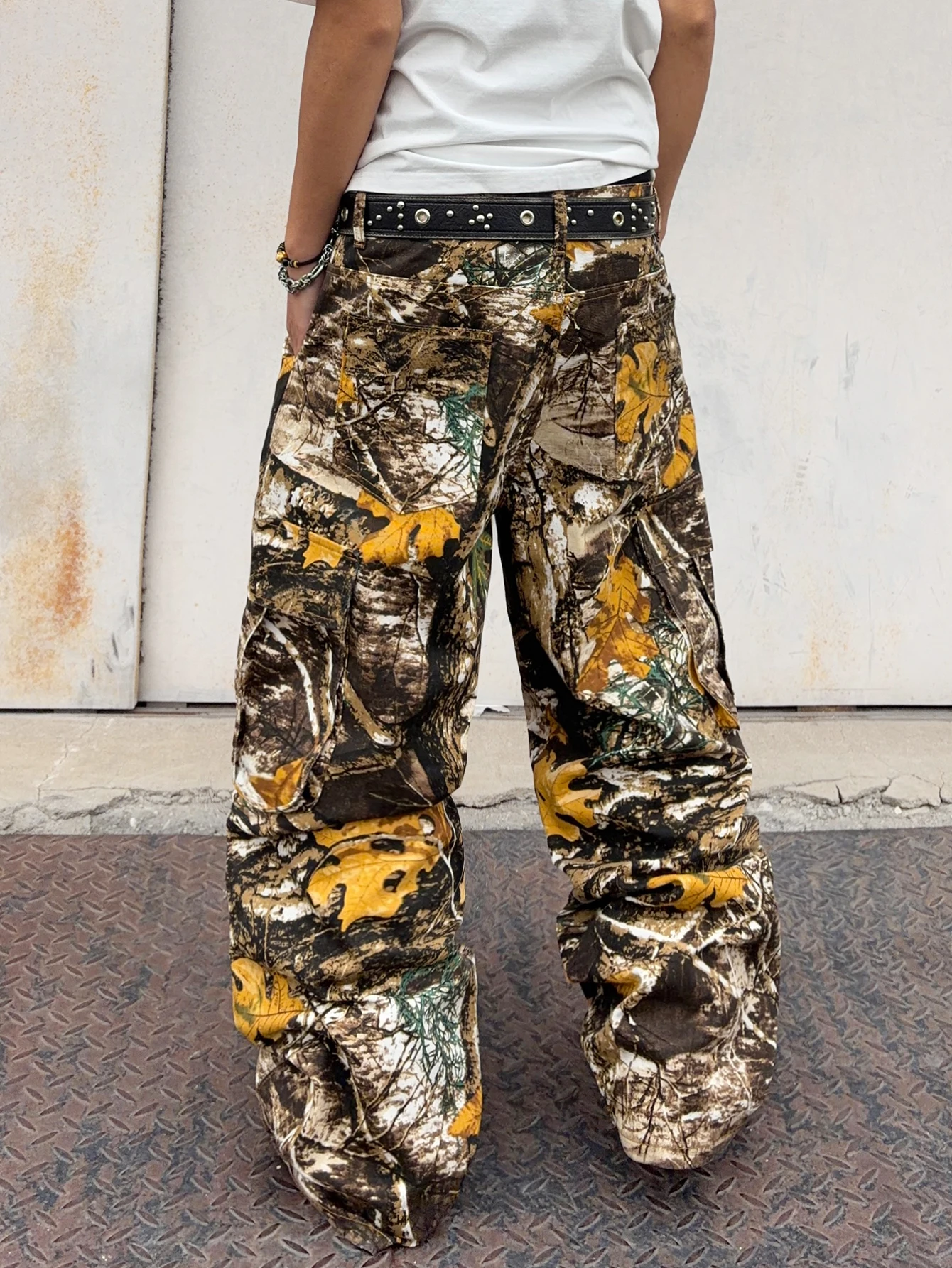 Men's Minimalist Y2K Style Camouflage Wide Jeans, Hip-Hop Style Baggy Loose Casual Trousers For Men, Versatile Daily Denim Pants