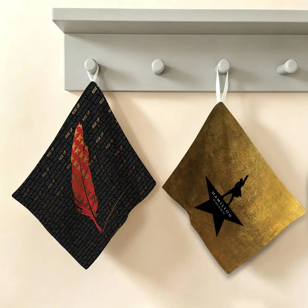 American Musical Hamilton Polyester Cotton Hand Wiping Towel, Hanging Design, Durable for Household Restaurant Toilet Use