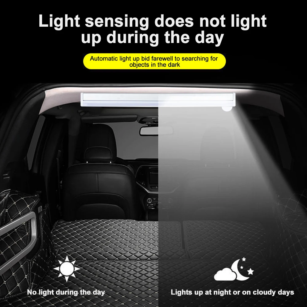 Car Interior Light Strip Bar Lamp for Van Bus Caravan Type-C Charging Led Luggage Compartment Light Wireless Motion Sensor Light