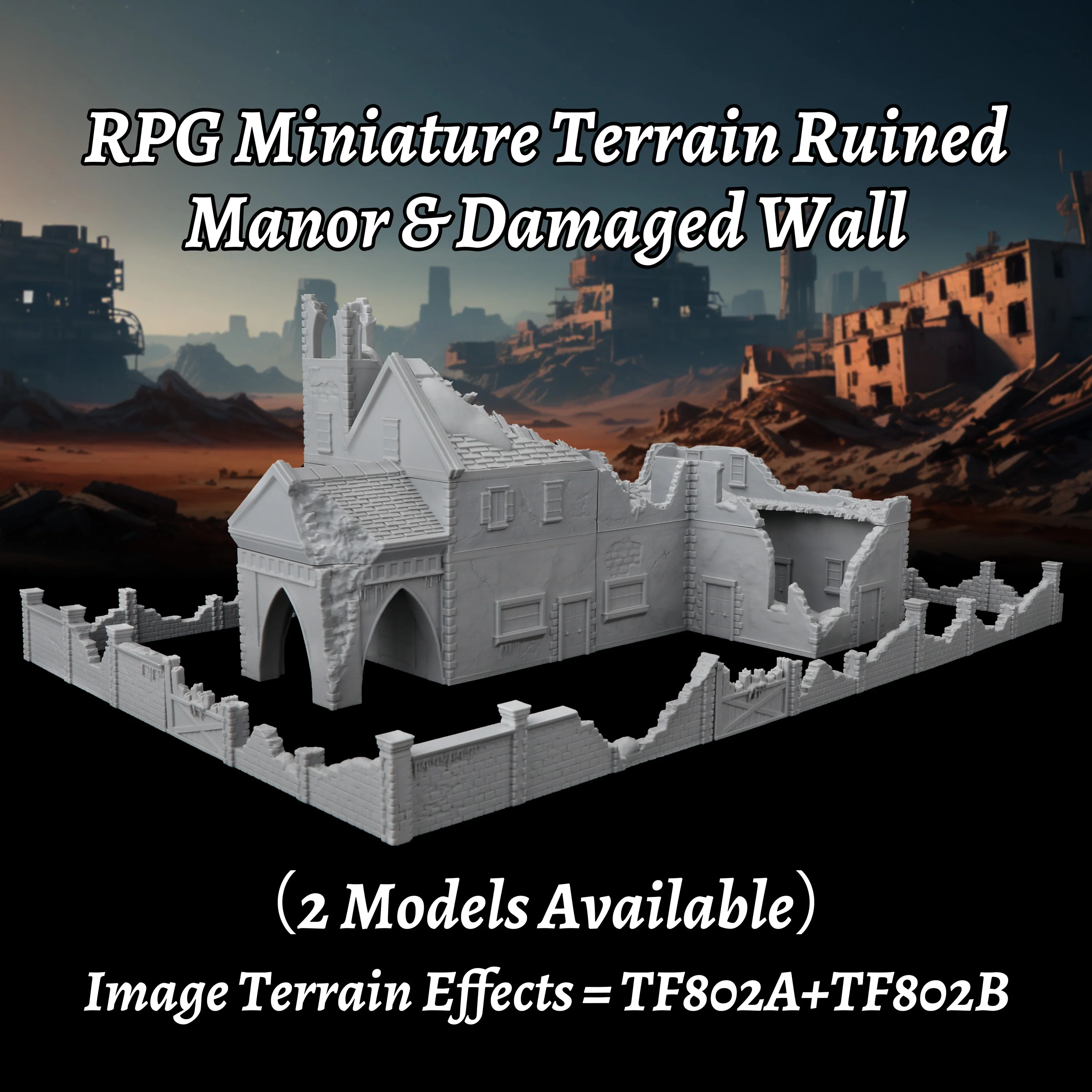 RPG Ruined Manor & Damaged Wall Terrain – Fantasy RPG Scene Creation Accessory for Tabletop Roleplay & Noble Estate Exploration