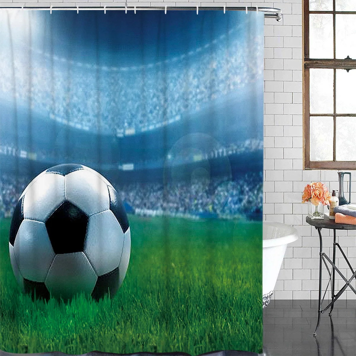 Football Sports Stadium Soccer Waterproof Shower Curtain Polyester Fabric Printed Bath Curtains Bathroom Decorations Accessories