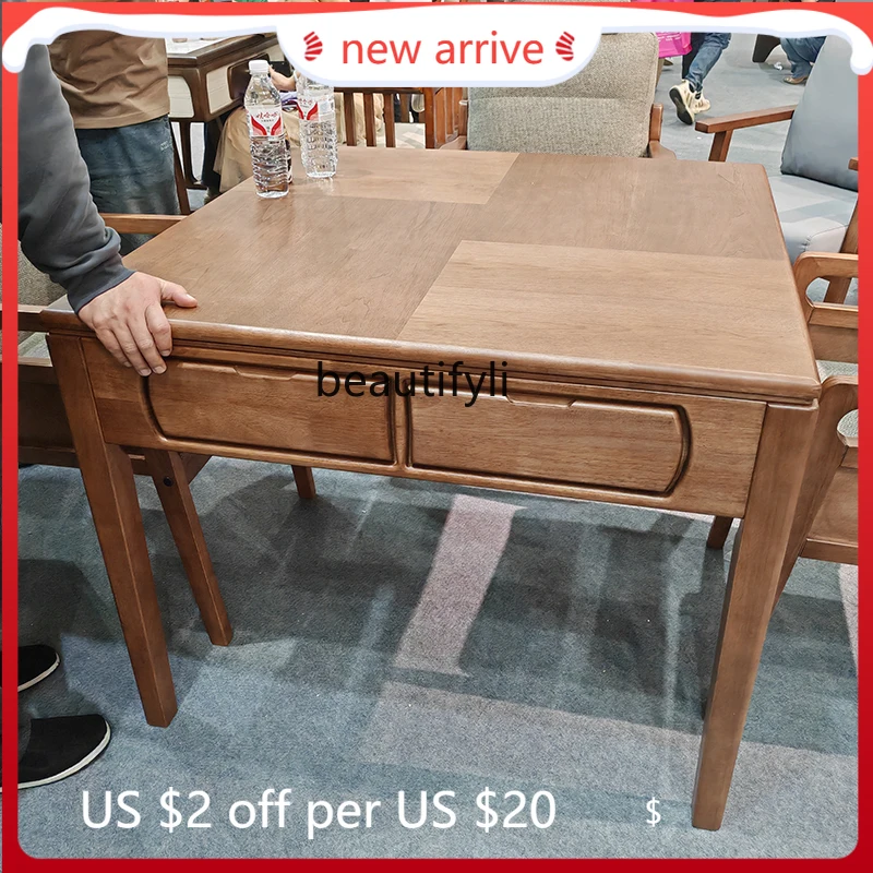 

G1218 Solid wood mahjong machine dining table integrated new Chinese walnut automatic mahjong table silent four-port machine
