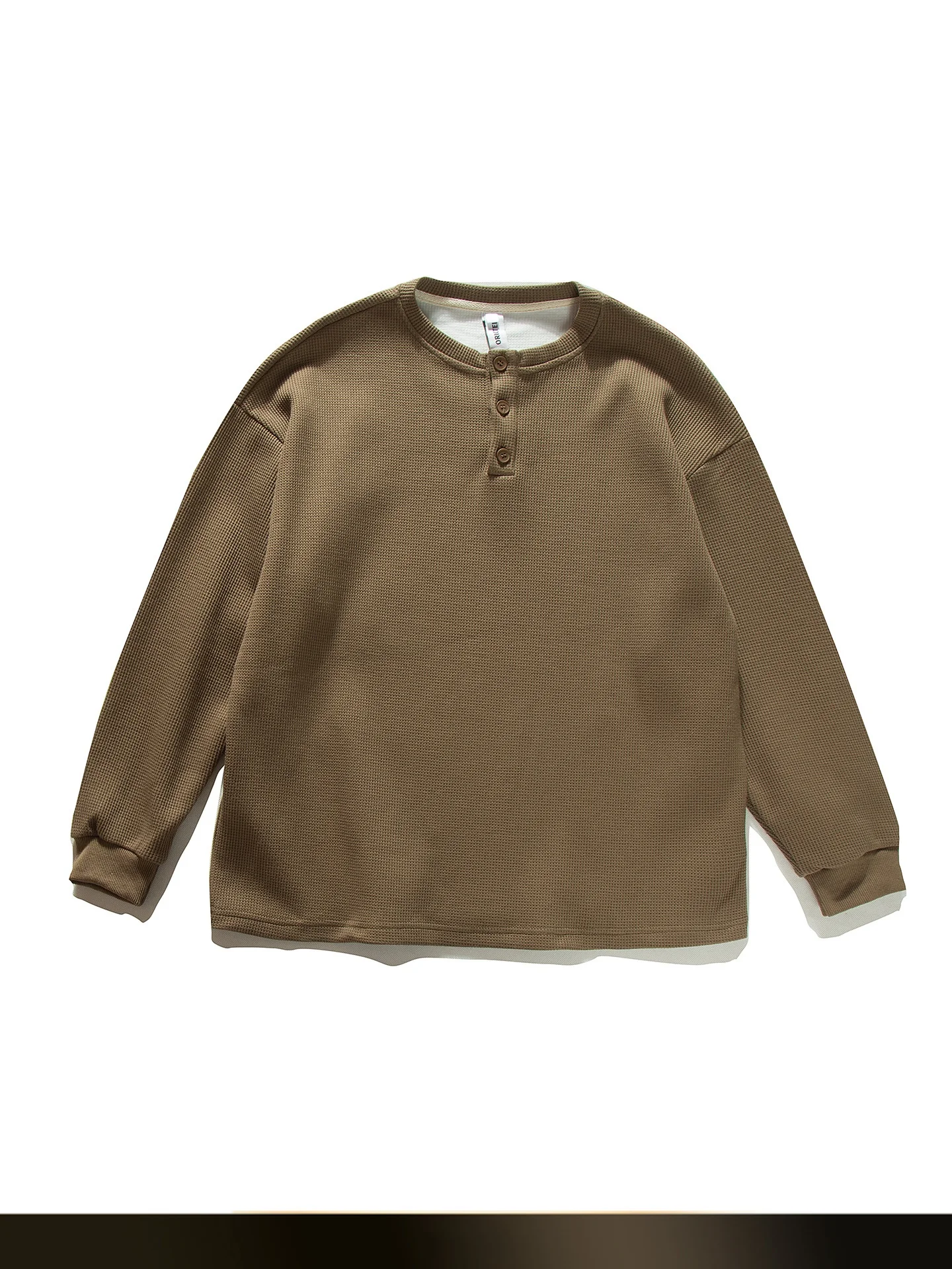 

Ретро-японский свитшот с воротником Хенри, длинными рукавами, свободного кроя, повседневный, осенний, новая модная коллекция, парный комплект