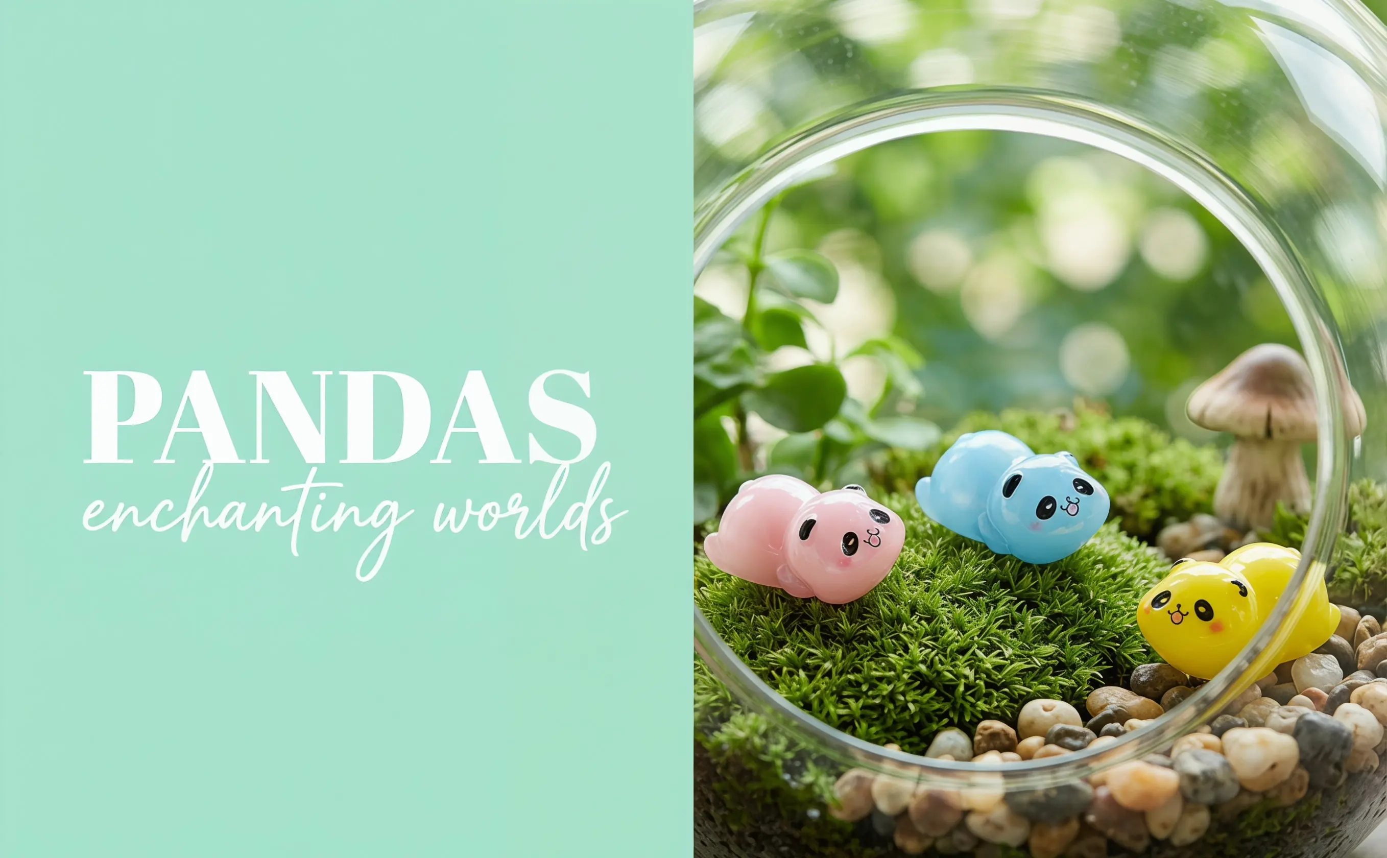 12Pcs Resin Mini Panda Glow in The Dark Figures Cute Cartoon Micro Landscape Garden Decoration Garden Miniature Animal