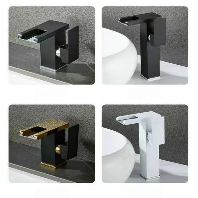 Modern Styles Basin Faucet White Bathroom Faucet Copper Refrigeration Hot and Cold Water Faucet Waterfall Faucet I