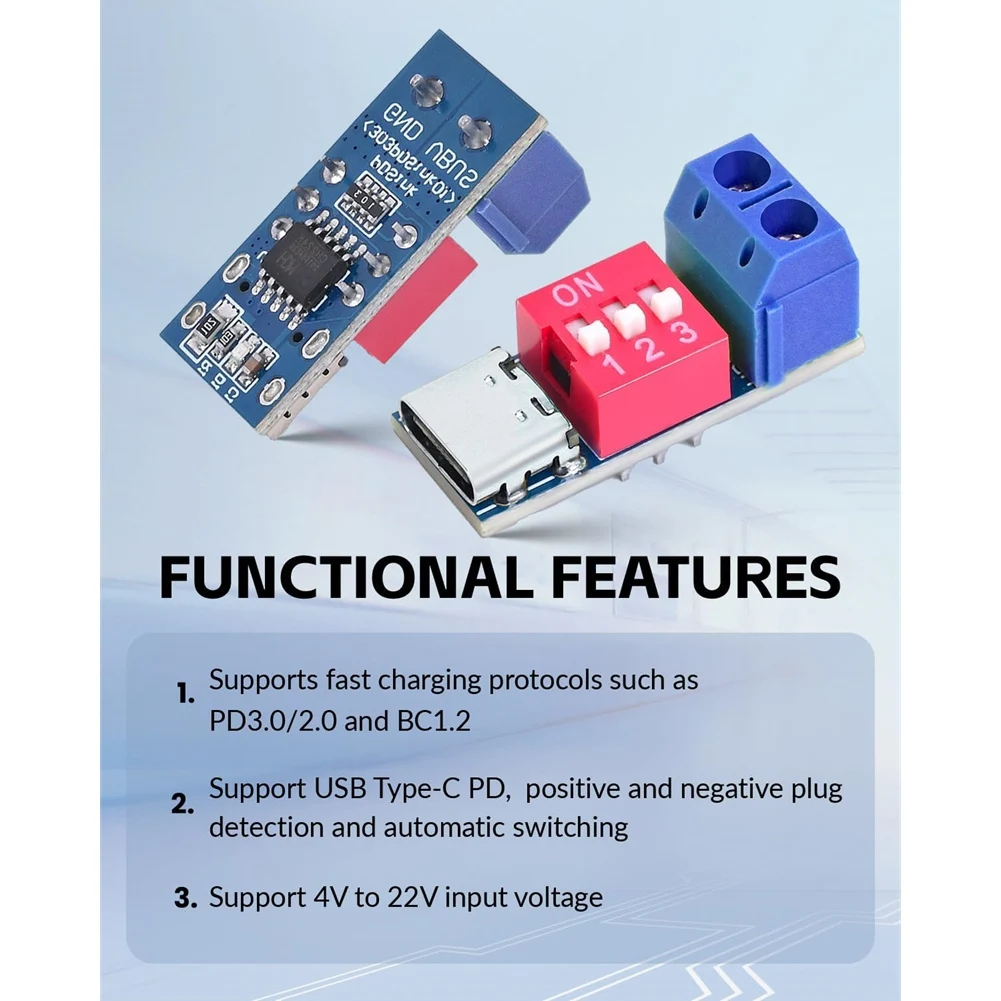 AT42 USB-C PD Trigger Board Module PD/QC Fast Charge USB Type-C to 12V High Speed Charger Power Delivery Boost (4PCS)