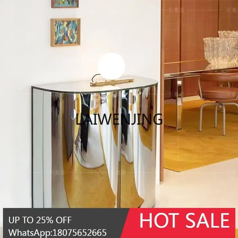 stainless steel glass wine cabinet light luxury high sense wall display locker