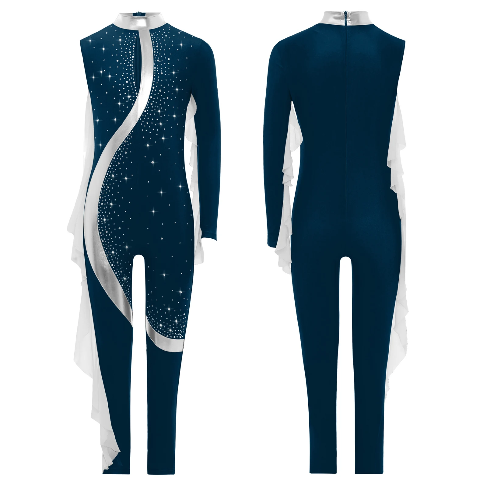 

Kids Girls Ballet Gymnastics Dance Leotard Figure Ice Skating Sports Jumpsuit Rhinestones Bodysuit Stage Performance Costume