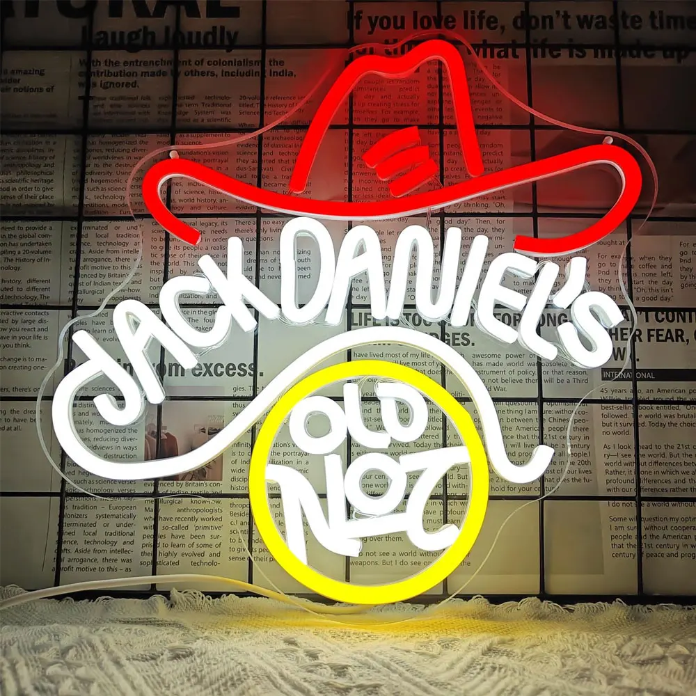 Cowboy Hat LED Neon Sign Art Wall Lights for Beer Bar Decor LED Neon Light for Party Pub Night Club Man Cave Christmas Decor USB