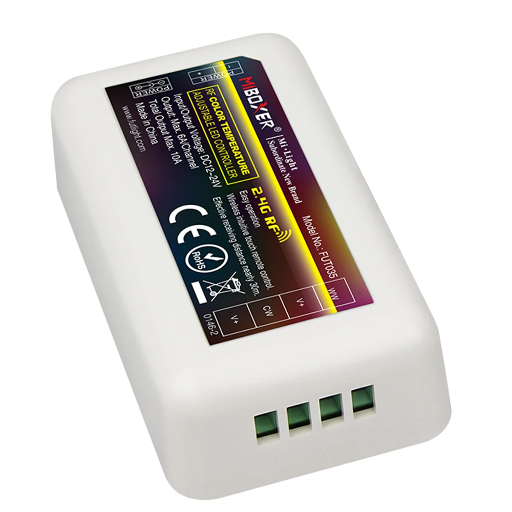 MiBoxer Color Temperature Adjust CCT LED Strip Controller 4Zone 2.4G RF Wireless Remote / APP WiFi / Alexa Google Voice Control
