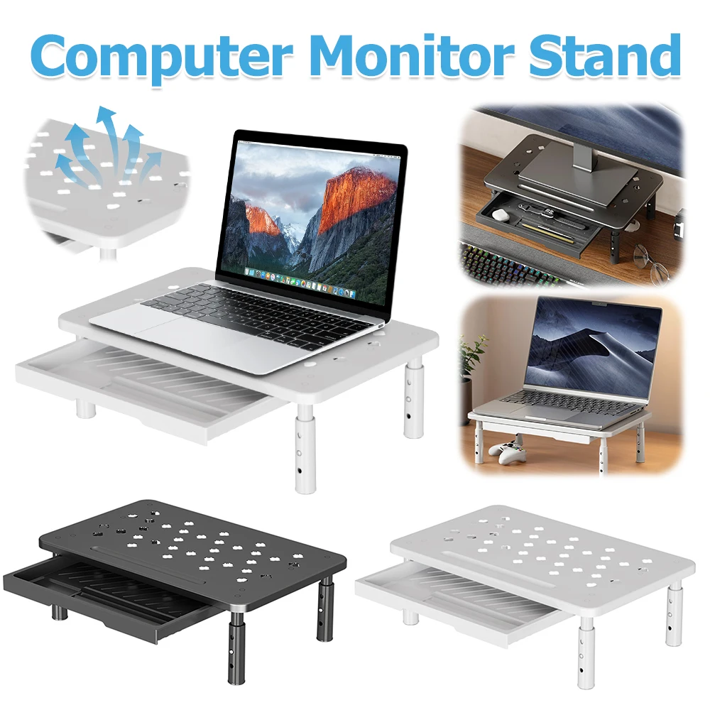 

Подставка для компьютерного монитора с вентиляционными отверстиями для монитора с выдвижным ящиком, органайзер для стола для офиса, дома, школьные принадлежности