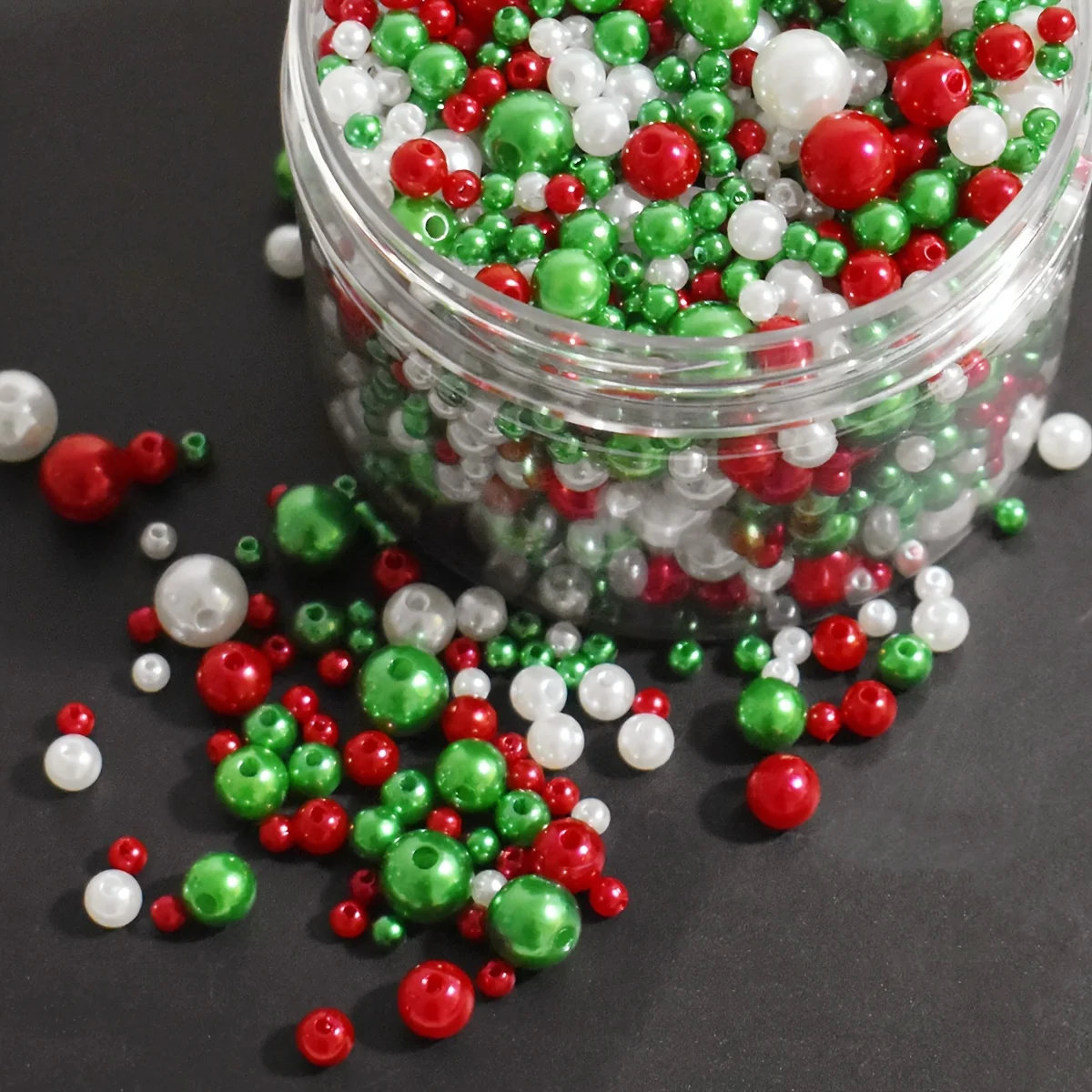 

4мм-10мм 200шт 15г Рождественский цвет, красный, зеленый, белый бусины; Рождественские принадлежности; Украшение домашнего интерьера; Украшение комнаты